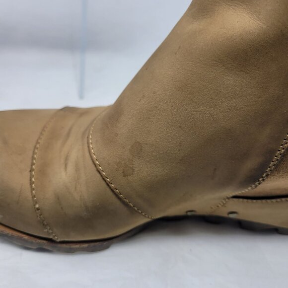 Sorel Womens Leather Lea Wedge Booties Elk Curry Sz 9.5 Mad Max Apocalyptic Tan - Picture 9 of 14